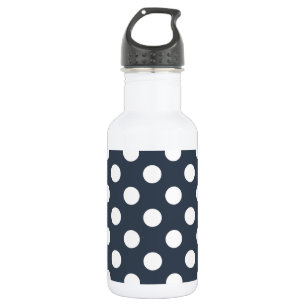 White polka dots on blue-gray 532 ml water bottle