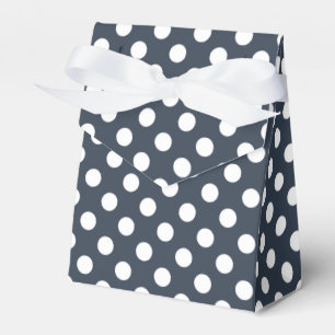 White polka dots on blue-gray favour box