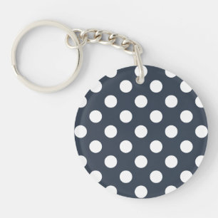 White polka dots on blue-gray key ring