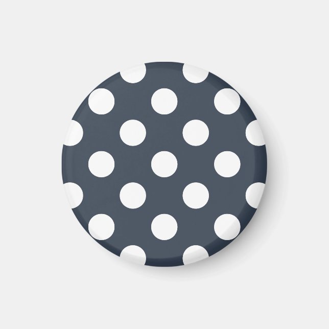 White polka dots on blue-gray magnet (Front)