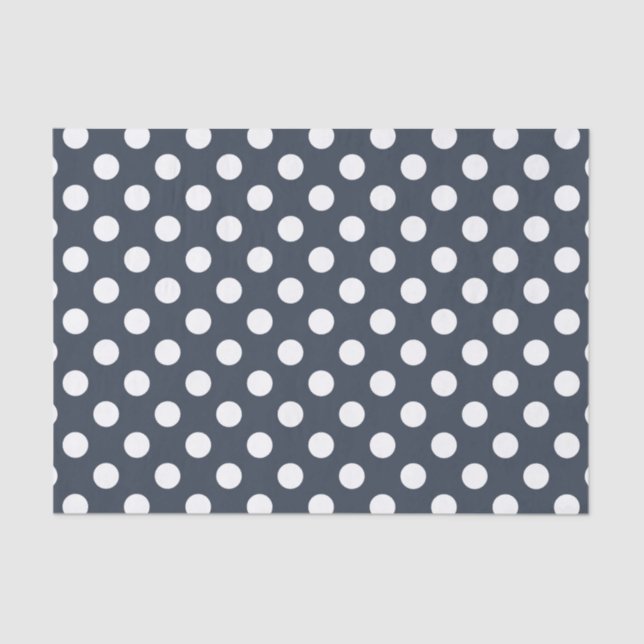 White polka dots on blue-gray tissue paper (Front)