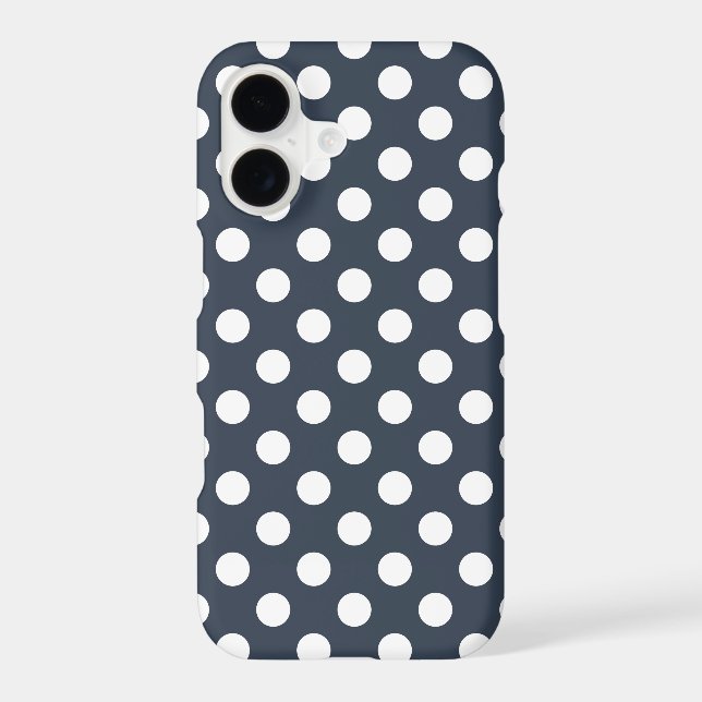 White polka dots on blue-grey  (Back)