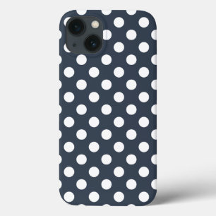 White polka dots on blue-grey Case-Mate iPhone cas iPhone 13 Case