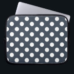 White polka dots on blue-grey laptop sleeve<br><div class="desc">White polka dots on blue-grey</div>