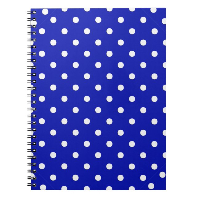 white polka dots on blue notebook (Front)