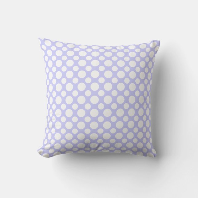 White Polka Dots on Blue Throw Pillow (Front)