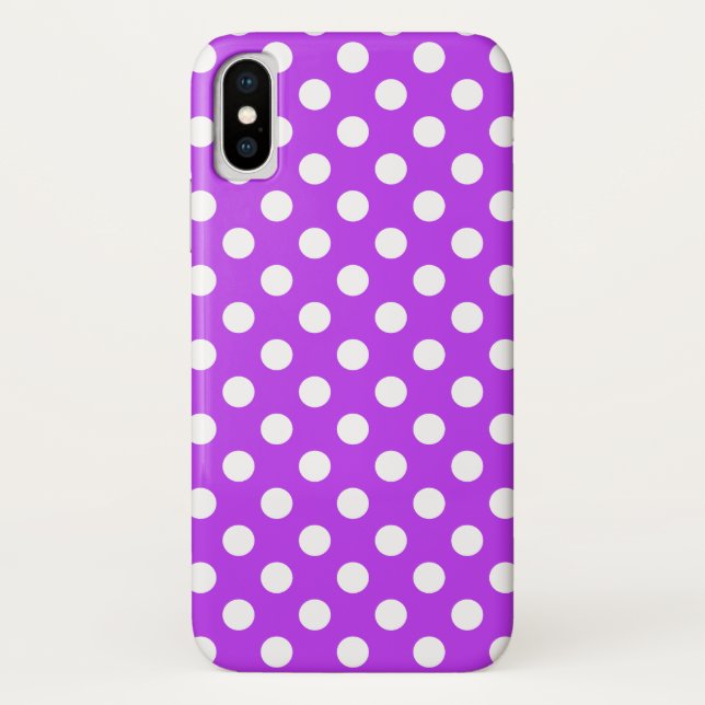 White polka dots on bright purple Case-Mate iPhone case (Back)