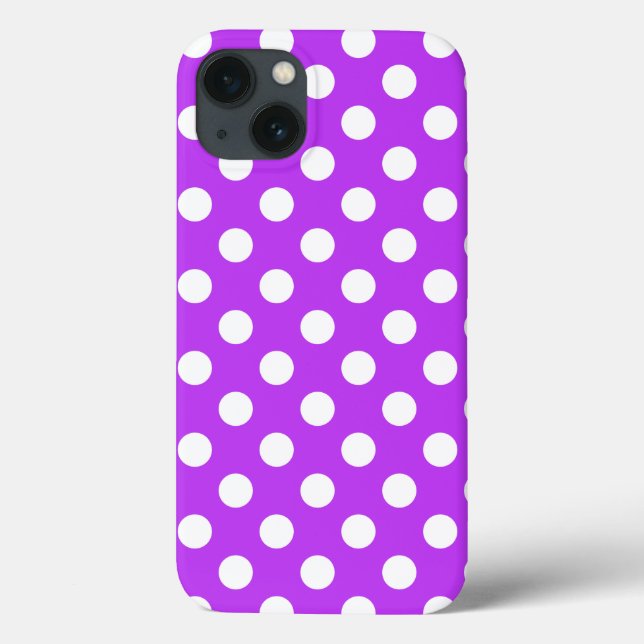 White polka dots on bright purple Case-Mate iPhone Case-Mate iPhone Case (Back)