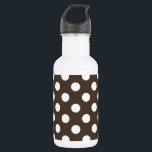 White polka dots on brown 532 ml water bottle<br><div class="desc">White polka dots on brown</div>