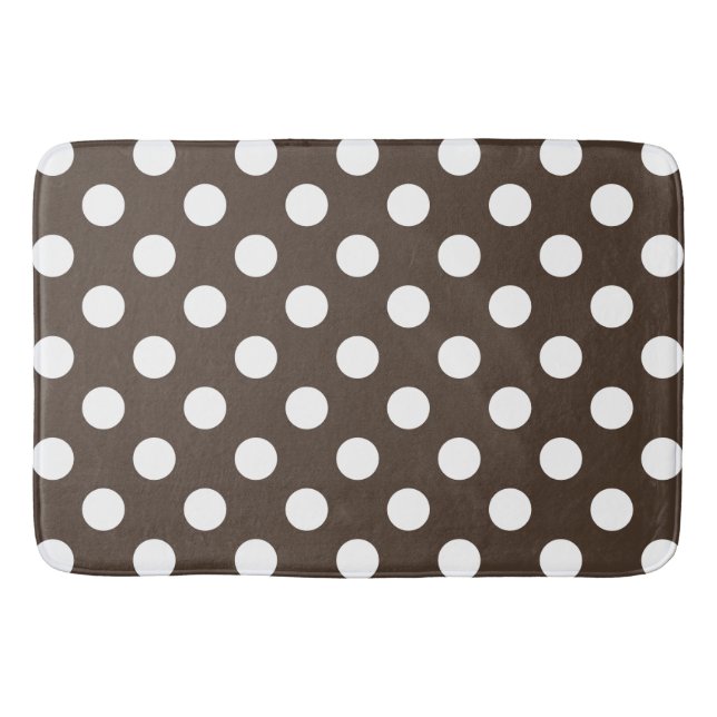White polka dots on brown bath mat (Front)