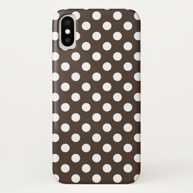 White polka dots on brown Case-Mate iPhone case (Back)