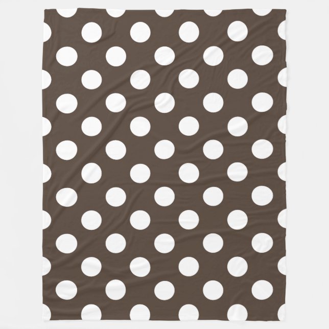 White polka dots on brown fleece blanket (Front)