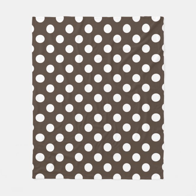 White polka dots on brown fleece blanket (Front)