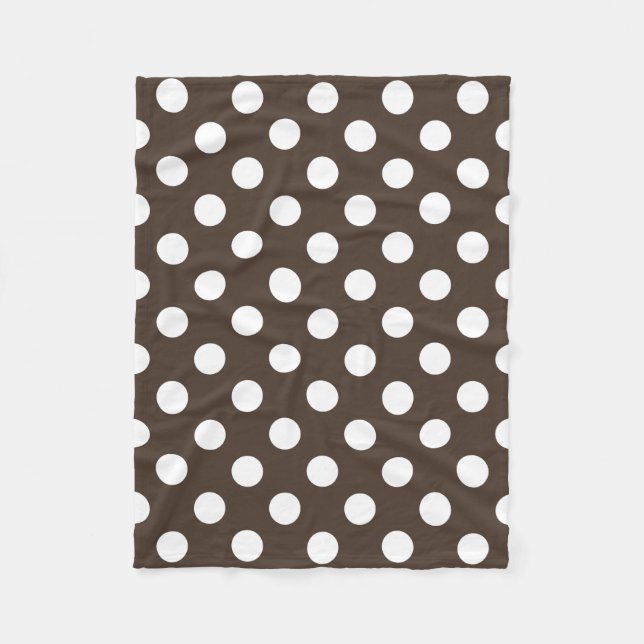 White polka dots on brown fleece blanket (Front)