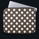 White polka dots on brown laptop sleeve<br><div class="desc">White polka dots on brown</div>