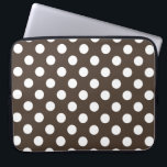White polka dots on brown laptop sleeve<br><div class="desc">White polka dots on brown</div>