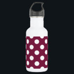 White polka dots on burgundy 532 ml water bottle<br><div class="desc">White polka dots on burgundy</div>