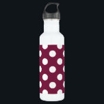 White polka dots on burgundy 710 ml water bottle<br><div class="desc">White polka dots on burgundy</div>