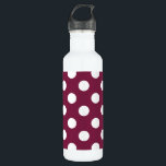 White polka dots on burgundy 710 ml water bottle<br><div class="desc">White polka dots on burgundy</div>
