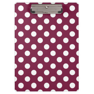 White polka dots on burgundy clipboard
