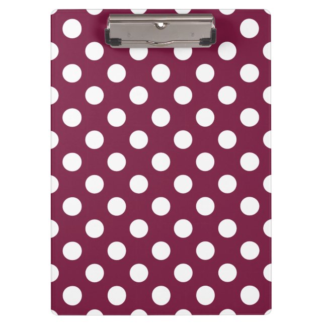 White polka dots on burgundy clipboard (Front)