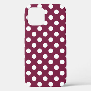 White polka dots on burgundy iPhone 12 case