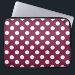 White polka dots on burgundy laptop sleeve<br><div class="desc">White polka dots on burgundy</div>