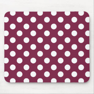 White polka dots on burgundy mouse mat