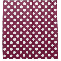 White polka dots on burgundy