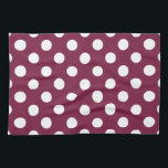 White polka dots on burgundy tea towel<br><div class="desc">White polka dots on burgundy</div>