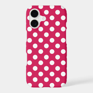 White polka dots on cerise