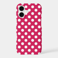White polka dots on cerise