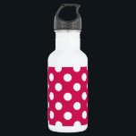 White polka dots on cerise 532 ml water bottle<br><div class="desc">White polka dots on cerise</div>