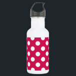 White polka dots on cerise 532 ml water bottle<br><div class="desc">White polka dots on cerise</div>