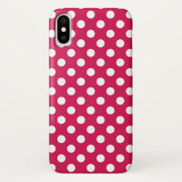 White polka dots on cerise