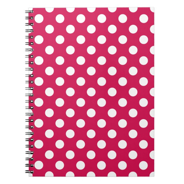 White polka dots on cerise notebook (Front)