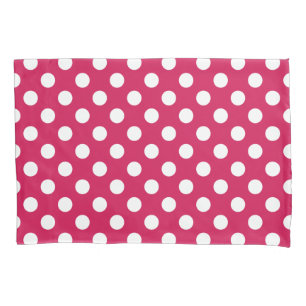 White polka dots on cerise pillowcase