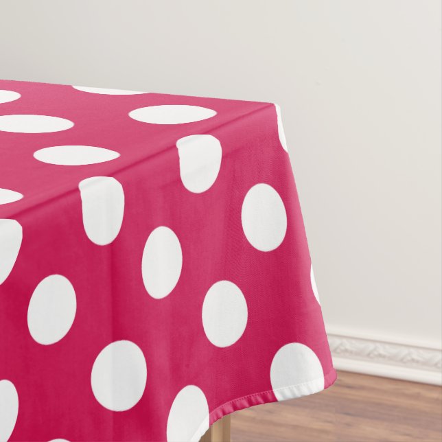 White polka dots on cerise tablecloth (In Situ)