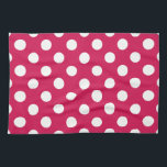 White polka dots on cerise tea towel<br><div class="desc">White polka dots on cerise</div>