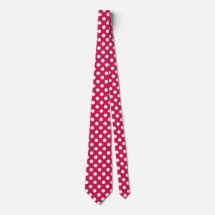 White polka dots on cerise tie