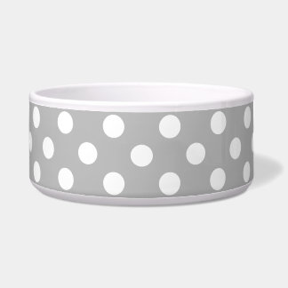 White Polka Dots on Chrome Grey Background