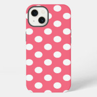 White polka dots on coral Case-Mate iPhone case