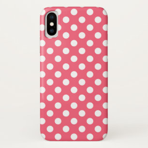 White polka dots on coral iPhone x case