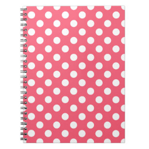 White polka dots on coral notebook
