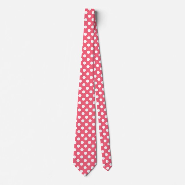 White polka dots on coral tie (Front)