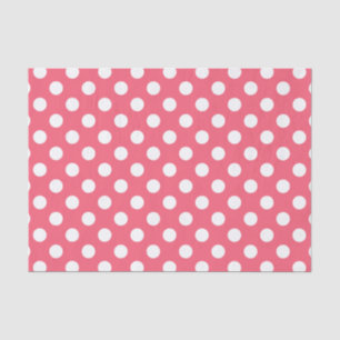 White polka dots on coral tissue paper