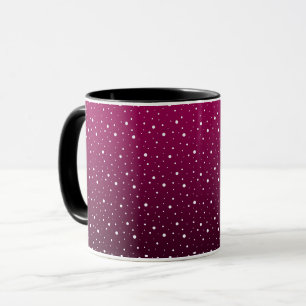 White polka dots on crimson and black gradient. mug