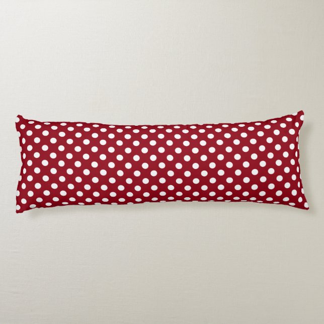 White Polka Dots on Crimson Red Body Cushion (Back)