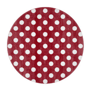 White Polka Dots on Crimson Red Cutting Board