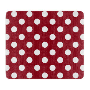White Polka Dots on Crimson Red Cutting Board